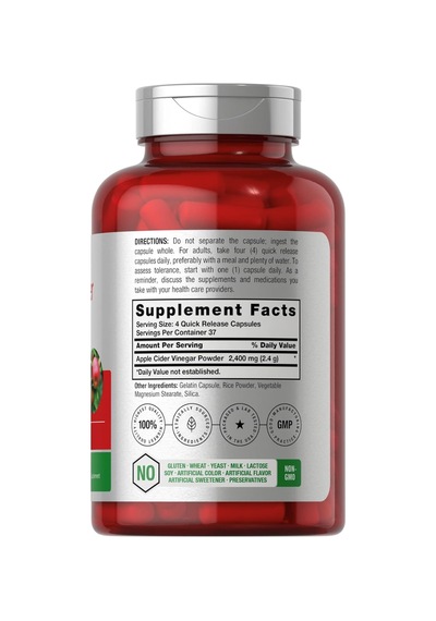 Horbaach Apple Cider Vinegar Capsules 2400mg 150 Count Non-gm...