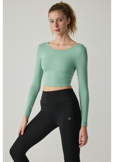 Urban Beat Marıon Kadın Geniş Yaka Uzun Kollu Sportwear Yeşil Büstiyer Yeşil