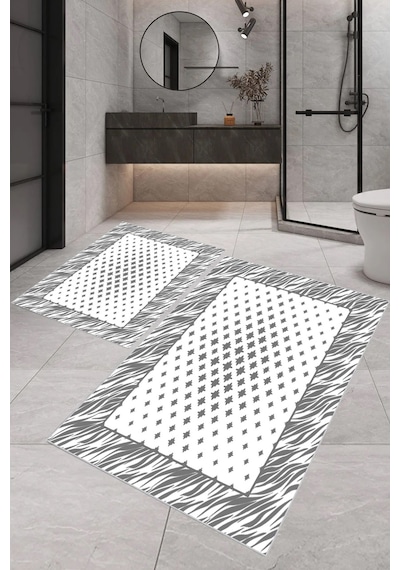 Eliana Home Dijital Baskı 2'li Banyo Paspas Takımı Lna5-0646 100x60 Ve 60x50 Cm Gri
