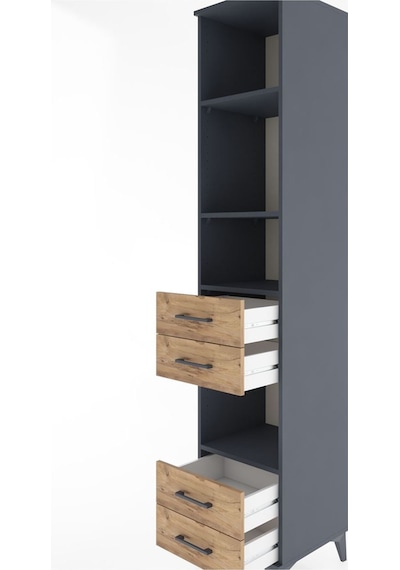 Hyperion Dolap 4 Raflı 4 Çekmeceli 44x44x221 Antrasit-çam Antrasit