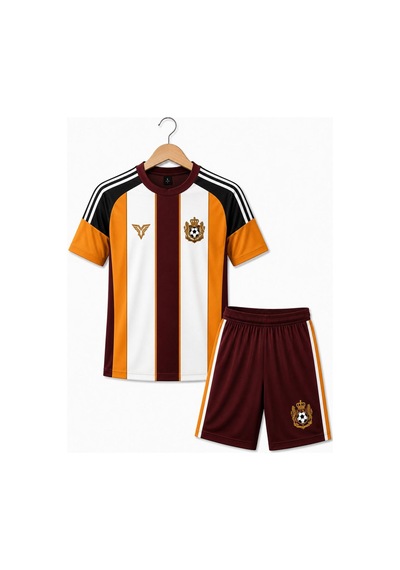 Sonvadi Çocuk Futbol Forması Takımı Sarı-kırmızı 3 Parça Çorap Hediyeli Kırmızı Kırmızı