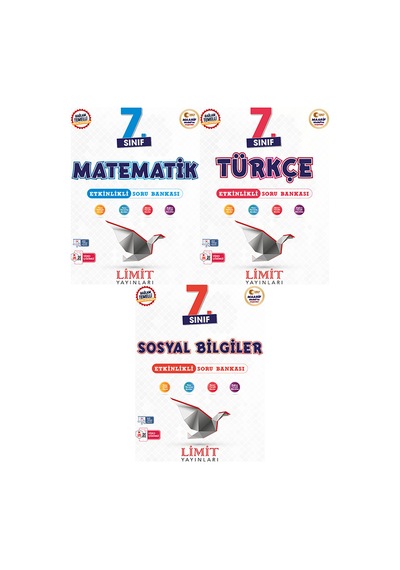 Limit 2027 7. Sınıf Matematik + Türkçe + Sosyal Bilgiler Soru Bankası Seti 3 Kitap Maarif Model