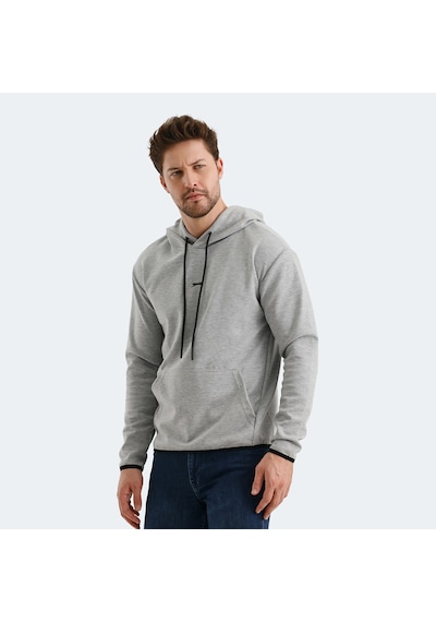 Slazenger VADIMIR Erkek Kapüşonlu Cepli Gri Sweatshirt