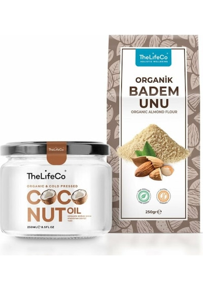 TheLifeCo Organik Badem Unu 250 G +  Organik Hindistan Cevizi Yağı 250 ML