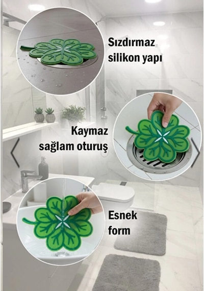 Yonca Figürlü Silikon Gider Koku Önleyici Kapak - Banyo Ve Mutfak Lavabo Koku Önleyici Haşere Engelleyici 3 Adet