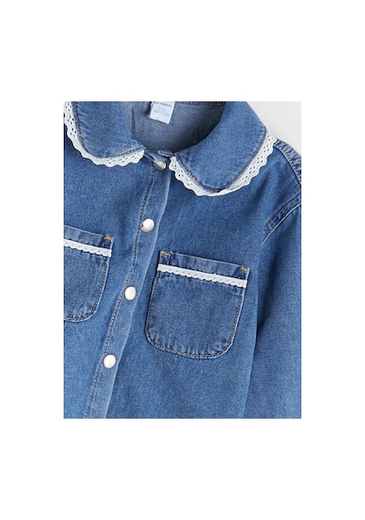 LC Waikiki Bebe Yaka Kız Çocuk Jean Ceket Lıght Blue Rodeo