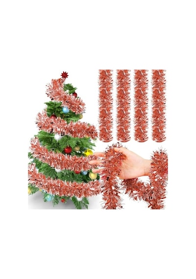 Yenigeldi 1 Adet 1.7 Metre Kırmızı Kalın Yılbaşı Püskül Süsü Tinsel Garland,süs T77, Kırmızı Genel