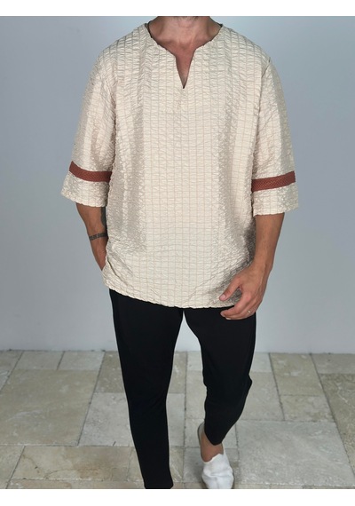 Cocopelli Fakir Kol Bej T-shirt Coc2266 Bej