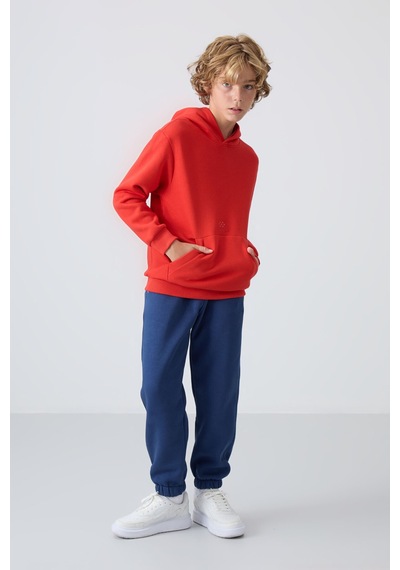 Tommylife Tommy Life Fiesta Pamuklu Kalın İçi Tüylü Yumuşak Dokulu Standart Fit Baskılı Erkek Çocuk Sweatshirt - 11215 Kırmızı
