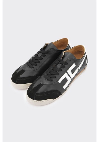Derinet Hakiki Deri Bağcıklı Kadın Sneaker Siyah Beyaz Siyah Beyaz
