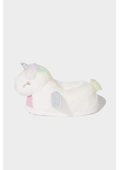 Defacto Kız Çocuk Unicorn Temalı Düz Taban Terlik F1943a825wnwt34 Beyaz-wt34