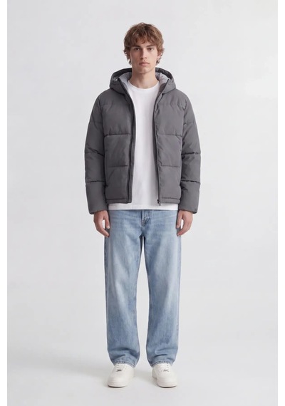 Jack & Jones Erkek Jjgalaxy Kapüşonlu Şişme Mont 12303930 Asfalt