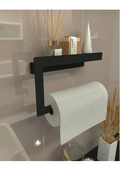 Rulo Kağıt Havluluk Peçetelik Banyo Ve Mutfak Düzenleyici Siyah Siyah Seramik Diğer