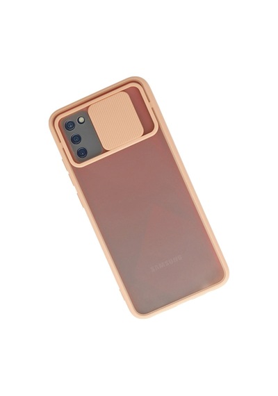 Samsung Galaxy A02s Kılıf Palm Buzlu Kamera Sürgülü Silikon - Pembe