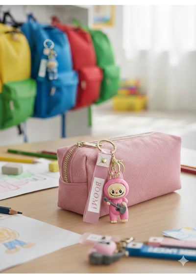 Labubu Oyuncak Anahtarlık Pembe Çanta Aksesuarı Silikon Oyuncak Anahtarlık Figür Çocuk
