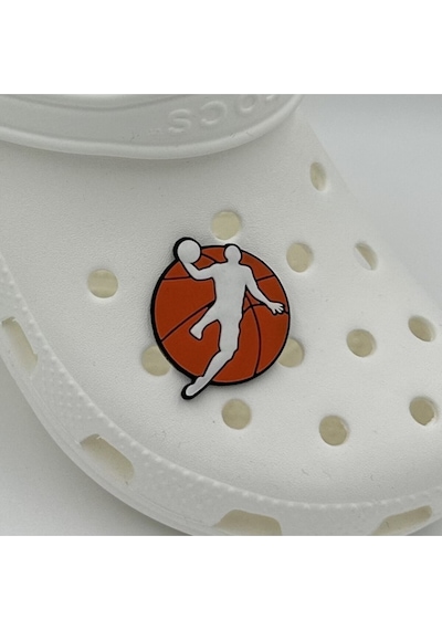 Crocs Terlik Süsü Ve Aksesuarı , Çanta Süsü Renkli Jibbitz Jordn Basket 03 Görselli Figür Aksesuarı Turuncu-siyah-beyaz