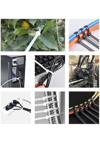 200 Adet 2.5mmx140mm Kablo Bağı Plastik Cırt Kelepçe Siyah Siyah