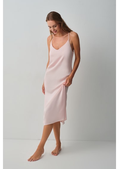 Suwen Floral Uzun Gecelik Wsh10710070077 Pembe