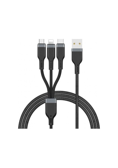 Lightning, Micro Ve Type-C (3 In 1) 1.2M Hızlı Şarj Ve Usb Data K-Siyah