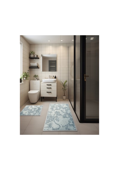 2 Li Bukle Banyo Takımı Banyo Tekstili/modern/doğal/sade/şık Kaymaz Taban -719 Gri