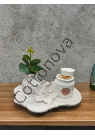 Cottonova C50 Dekoratif Çiçek Figür, Vazo Ve Mumluk Kapaklı