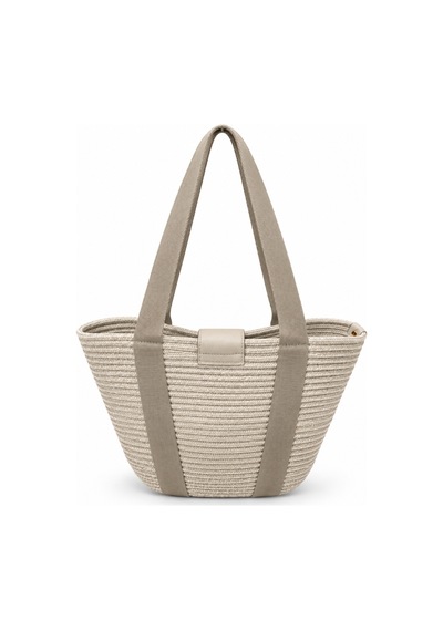 Levano Leather Kadın Hasır Tote Omuz Çantası Deri Detaylı Geniş İç Hacimli Günlük Yazlık Çanta 38x28 Cm Ekru