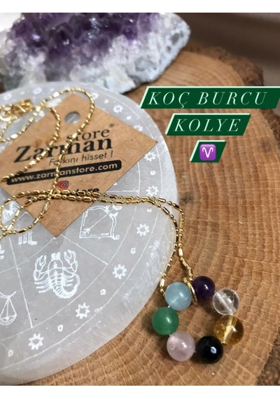 Sertifikalı Koç Burcu Doğal Taş Kolye Gümüş