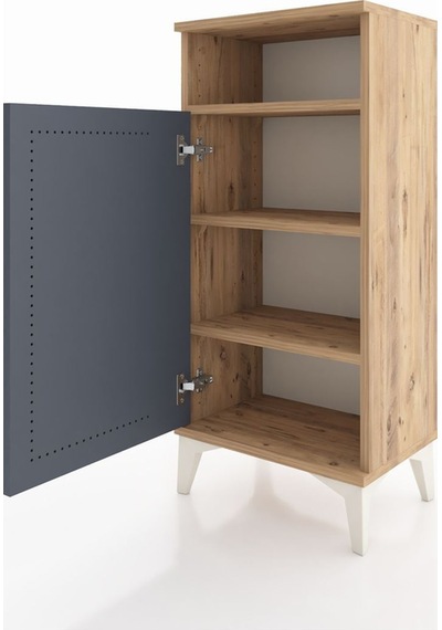 Arges Komodin 3 Raflı Tek Kapaklı 44x30x96 Çam-antrasit Atlas Çam