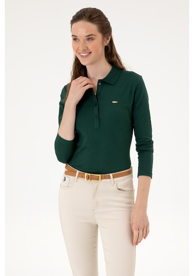 U.S. Polo Assn. Kadın Koyu Yeşil Basic Polo Yaka Sweatshırt 50313593-VR079