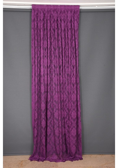 Damaks Mor Hazır Dikilmiş Pileli Fon Perde 75x260 Cm