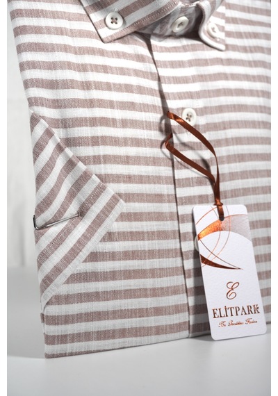 Elitpark Yan Çizgili Kahverengi %100 Pamuk Uzun Kollu Pamuklu Cepli Rahat Kalıp Premium Erkek Gömlek Elitpark Yan Çizgili Kahverengi %100 Pamuk Uzun Kollu Pamuklu Cepli Rahat Kalıp Premium Erkek Gömlek