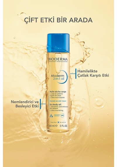 Bioderma Atoderm 2-ın-1 Body Oil Hamileler Için Çatlak Önleyici Nemlendirici Besleyici Cilt Bakım Yağı 150 Ml