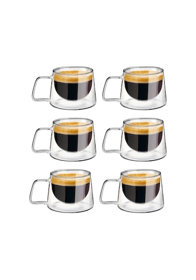 6 Adet 120 Ml Çift Cidarlı Cam Kahve Espresso Bardağı Mıt1284 Şeffaf
