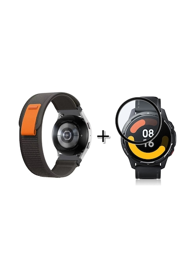 Forzacase Xiaomi Watch S1 Active İçin Cırtlı Hasır Kumaş Kordon Kayış + Ekran Koruma Filmi - Fc153 Siyah