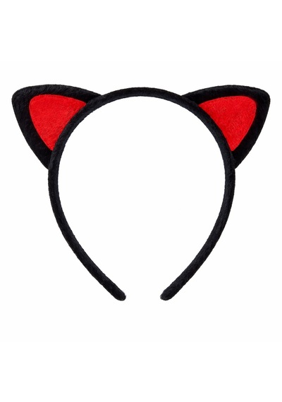 Peluş Kedi Kulak Taç Kırmızı Siyah Çocuk Parti &amp Amp Amp Kostüm Tacı 5264 "