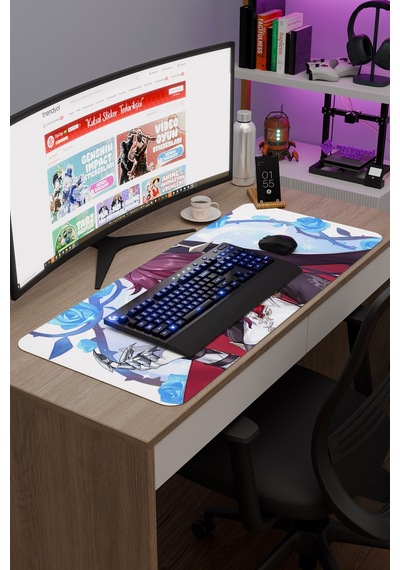 Rosaria Genshin Impact Anime Oyuncu V4 - 90x40 Xxl Gaming Mouse Pad Fare Altlığı