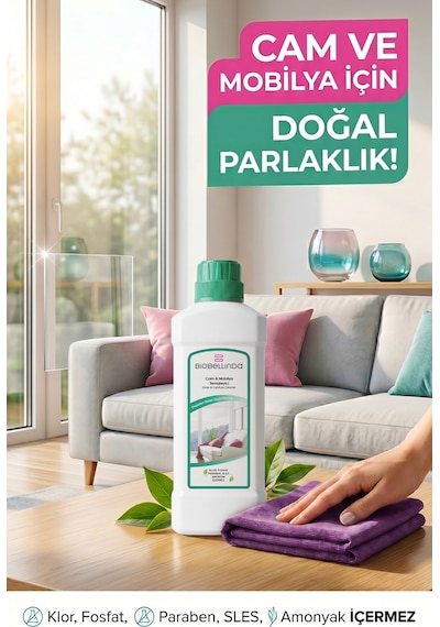 Doğal Konsatre Özel Bileşenli Formül Cam & Mobilya Temizleyici 750 Ml
