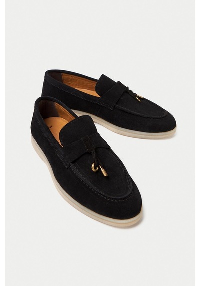 Mubiano Hakiki Deri Collection Kadın Süet Loafer & Babet Siyah -mckry1410-s Siyah