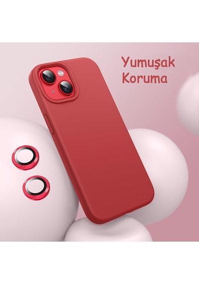 Apple Uyumlu iPhone 15 Kılıf Kamera Lensli Lansman Silikon Kapak