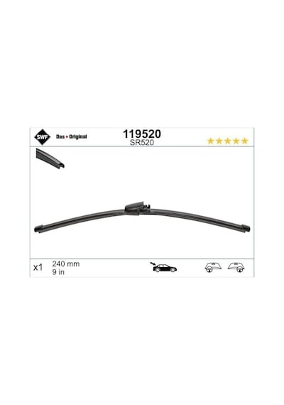 Valeo Swf Das  Rear Arka - Silecek C5 Iıı 2015-2017 , Mini Countryman 2016 Ve Son -rası , Juke 2019 Ve Son -rası , Clio Iv 2012-2021 240 Mm 119520