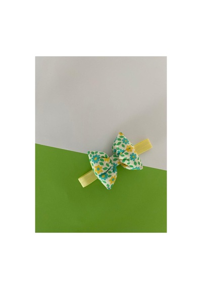 Pamuk Kız Bebek Fiyonk Bandana 2'li Set Yeşil Çiçekli - Sarı Kareli Yeşil Çiçekli - Sarı Kareli