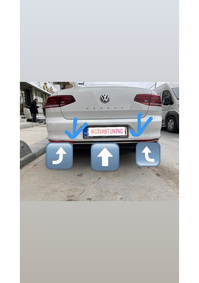 Vw Passat B8.5 2019 ve Sonrası Arka Tampon Çıtası Krom 3 Parça