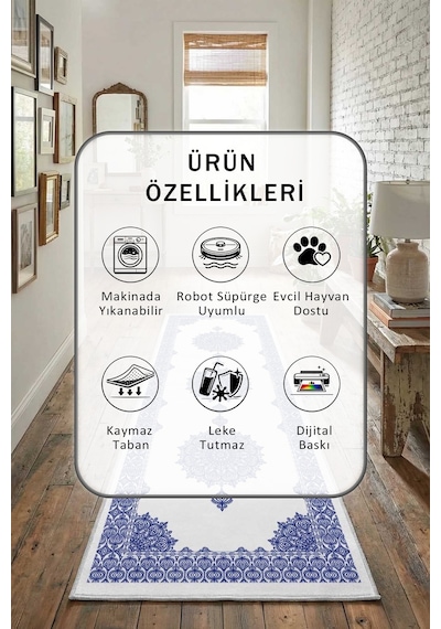 Yıkanabilir Yolluk 42 Beyaz