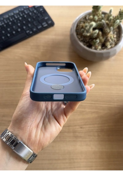 Apple Uyumlu iPhone 15 Standlı Ve Magsafe Kılıf Soocase622 Lacivert