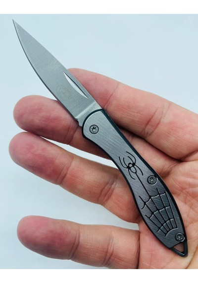 Tobaccotürk724 Metal Mini Kamp Bıçak Örümcek Ceplik Kamp Çakı //14cm-w14 Gri