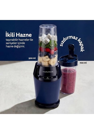 Morphy Richards MUC-BKS2V 21.000 RPM Mavi Smoothie Blender Seti