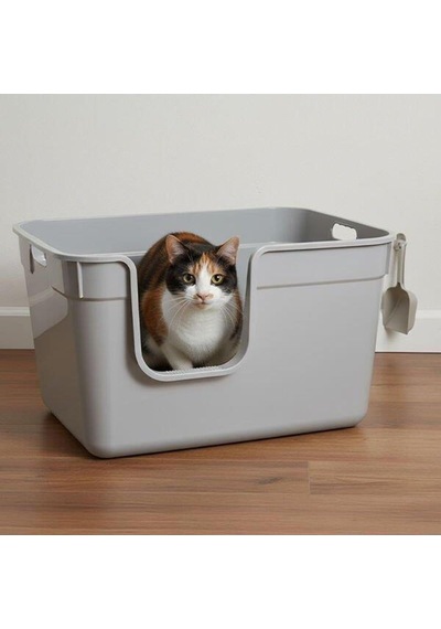 Tanos Yarı Açık Kedi Tuvaleti 54x40x32 - Gri