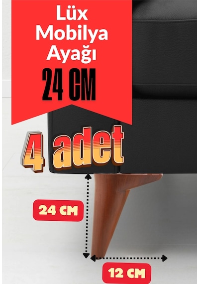 4 Adet 24 Cm Mobilya Ayak Seti Ahşap Desenli Kanepe Koltuk Tv Ünitesi Yükseltici Ayak Kanepe Ayağı Kahverengi Kahverengi
