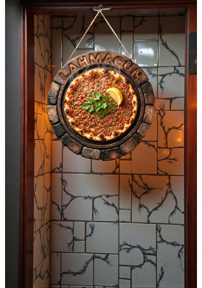 Kebapçı Ve Restoranlar İçin Dekoratif Lahmacun Duvar Kapı Süsü, Askılı Model