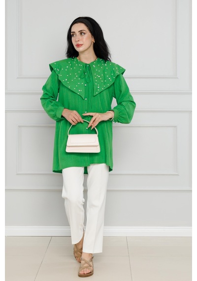 Sevitli Geniş Yaka İncili Tunik-benetton Yeşili-4111-benetton Yeşili Benetton Yeşili Sevitli Geniş Yaka İncili Tunik-benetton Yeşili-4111-benetton Yeşili Benetton Yeşili